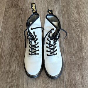 Dr. Martens White and Black Lace-Up Combat Boots